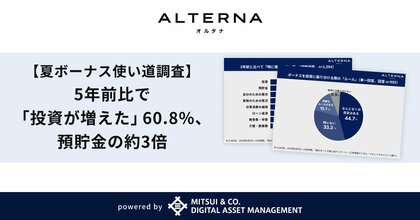 【夏ボーナス使い道調査】5年前比で「投資が増えた」60.8%、預貯金の約3倍