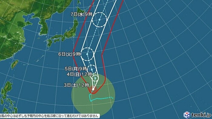 台風27号の進路予想図　日本気象協会 tenki.jpより