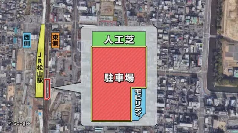 再開発着工まで“駐車場”に　ＪＲ松山駅東側スペースの暫定活用イメージ案発表　来春の利用目指す【愛媛】｜FNNプライムオンライン