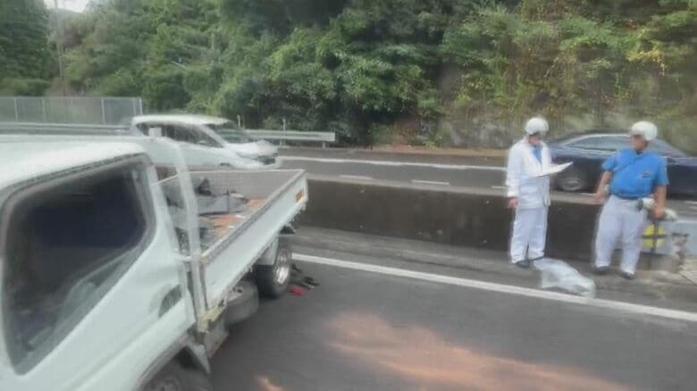 長崎バイパス上り線で2tトラックが自損事故　男性1人を搬送　事故による渋滞で「九州号」は迂回運行｜FNNプライムオンライン