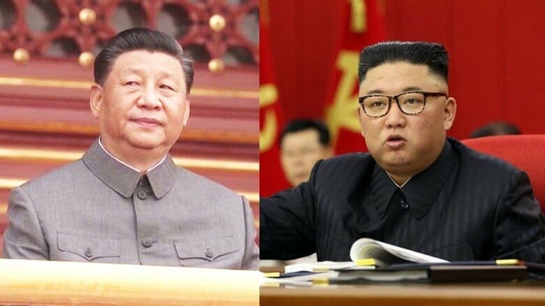中朝友好条約締結60周年を迎え、祝電を交換した習近平国家主席と金正恩総書記