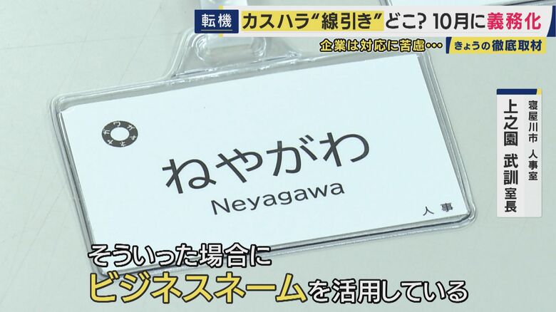 寝屋川市役所ではビジネスネームを活用