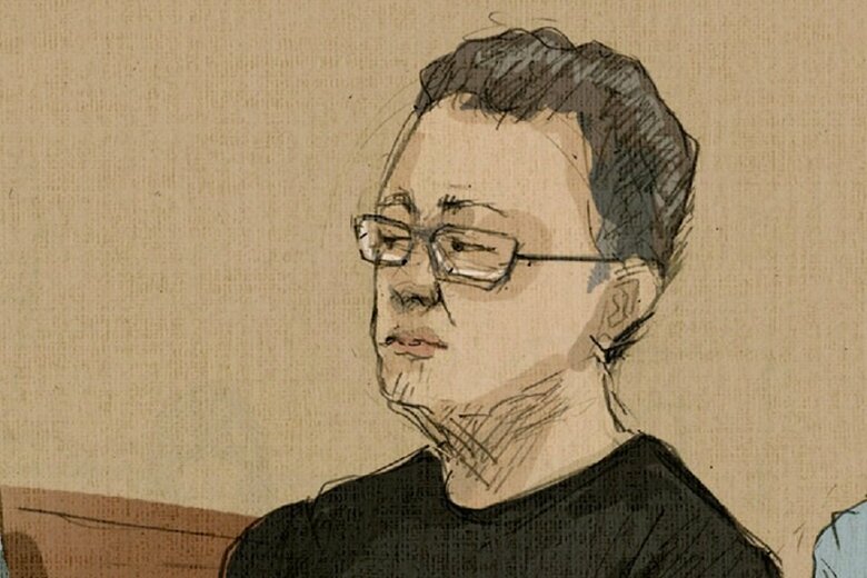 法廷内の被告の様子