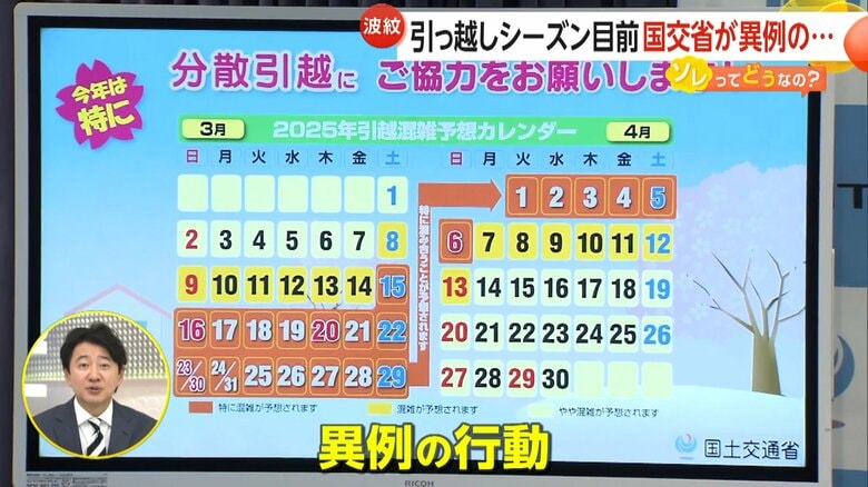 国交省が発表した2025年の引越し混雑予想カレンダー