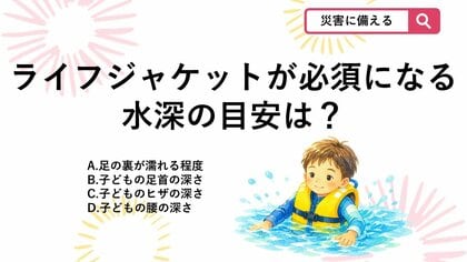 【防災クイズ】油断大敵！海難事故を防ぐためにライフジャケットが絶対に必要な水深の目安は？