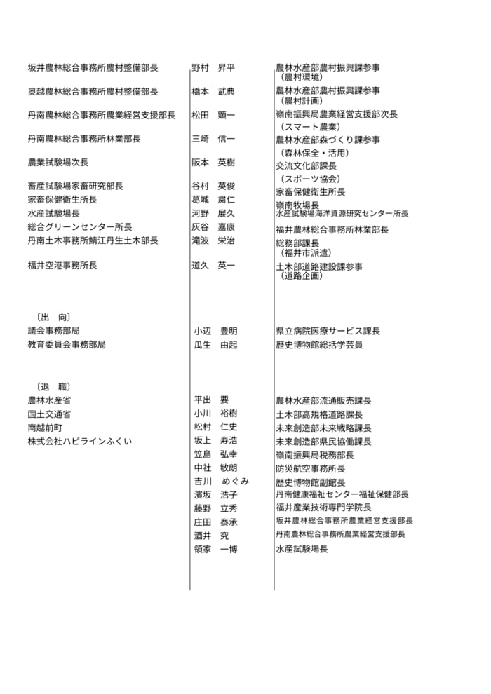 福井県人事異動【課長級4】