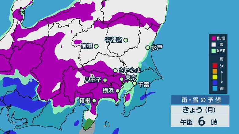【2022年と同レベル】6日朝までの予想降雪量　東京・多摩20cm、23区5cm　JAL46便ANA30便欠航…JR東日本一部特急列車運休｜FNNプライムオンライン