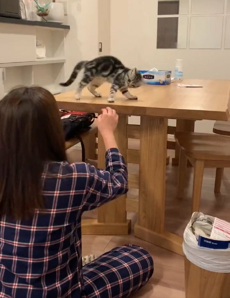 うれしそうな様子で