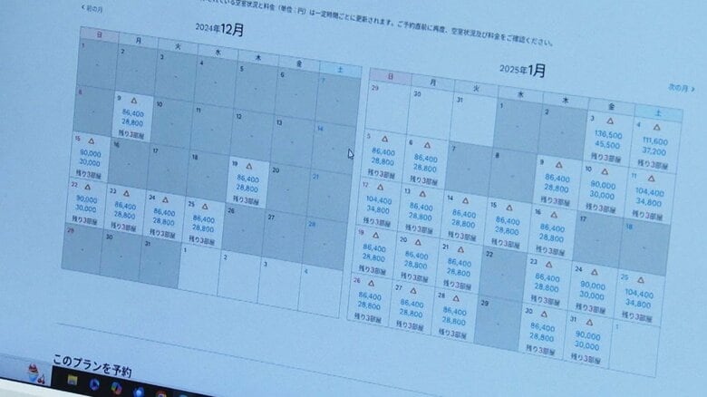 温泉旅館の予約状況 連休前半は空きなし