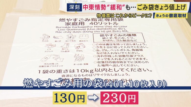 ごみ袋の値上げも