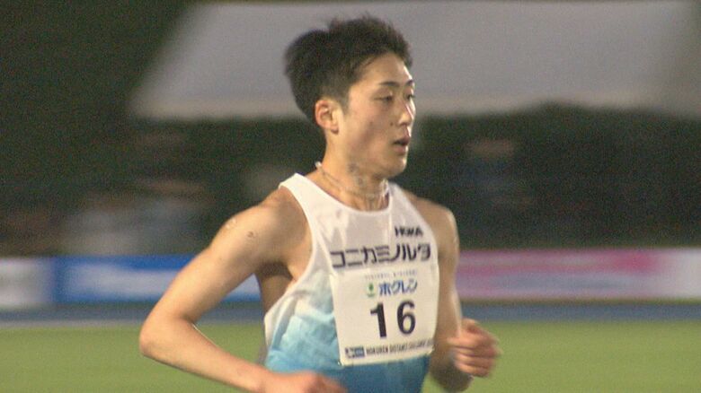 ホクレン・ディスタンスチャレンジ深川大会で走る柏選手(2025年6月11日)