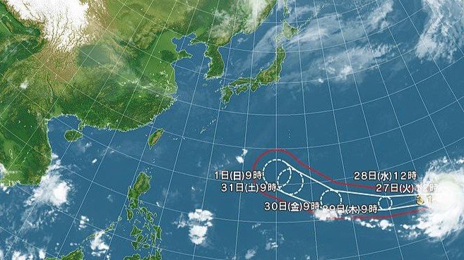 台風31号の進路予想図（日本気象協会tenki.jpより）