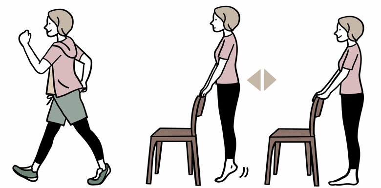ウォーキングや「かかと落とし」で骨密度を保つ