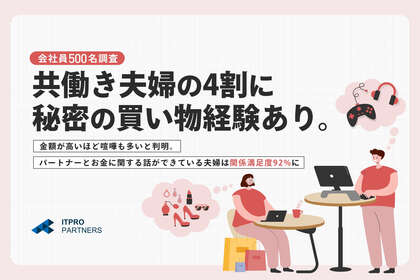 共働き夫婦の4割に秘密の買い物経験あり。金額が高いほど、喧嘩も多いと判明。パートナーとお金に関する話ができている夫婦は、関係満足度92%に【500名調査】