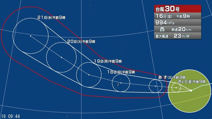 台風30号の進路予想図