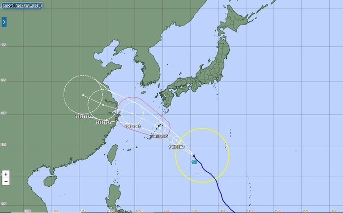台風13号の進路予想図(13日15時発表・気象庁HPより)