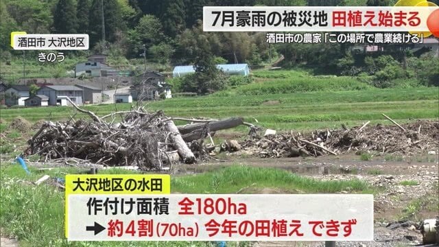 酒田市大沢地区は約4割の田んぼで田植えができない状態