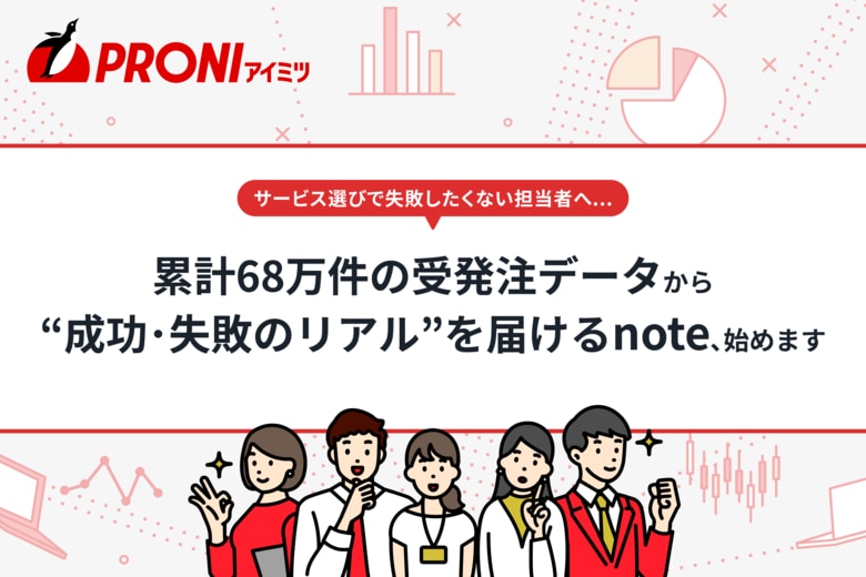 累計68万件のデータから「BtoBサービス選びの成功・失敗」を可視化。PRONI（プロニ）がnote連載を開始