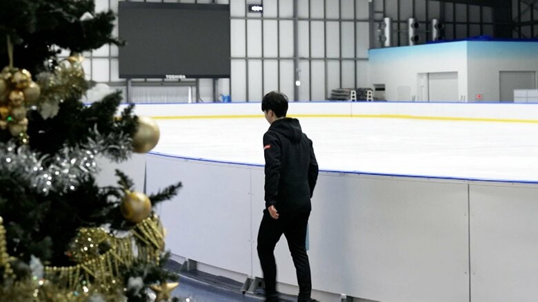 リンクサイドにはクリスマスツリーが飾られていた