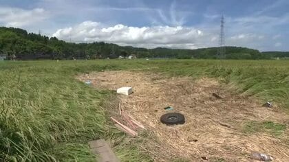 大雨で田んぼにタイヤや灯油缶、氷見市の農家が落胆　コメ収穫を前に大量のごみ