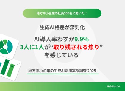 【地方経済に広がる生成AI格差調査】導入率9.9%、3人に1人が“焦り”を感じる現状とは ─ 地方企業の社長300名を対象に調査