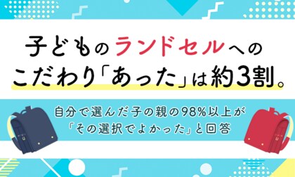 子どものランドセルへのこだわり「あった」は約3割。自分で選んだ子の親の98%以上が「その選択でよかった」と回答