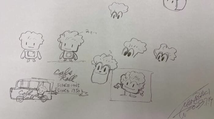 山崎監督が描いた「コールスロールくん」（提供：渡邊匡太社長）