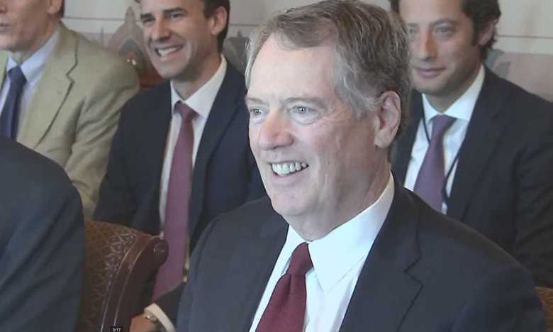 貿易問題をめぐる閣僚級協議に出席するUlster= アメリカ通商代表部の ライトハイザー代表