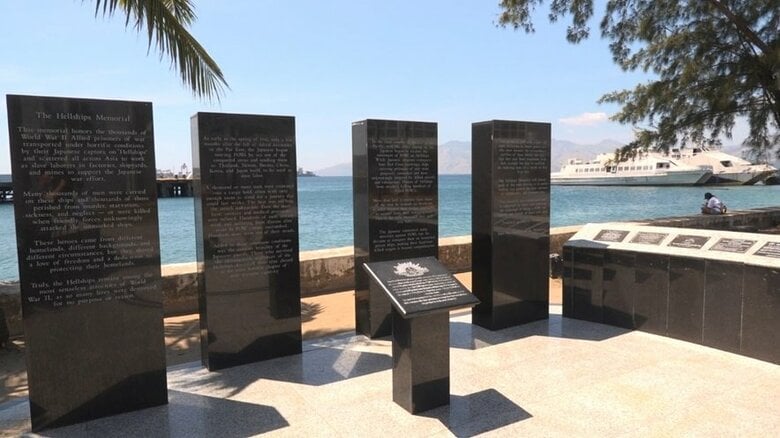 第二次世界大戦中に旧日本軍が捕虜を輸送した「ヘルシップ」の犠牲者を追悼する記念碑