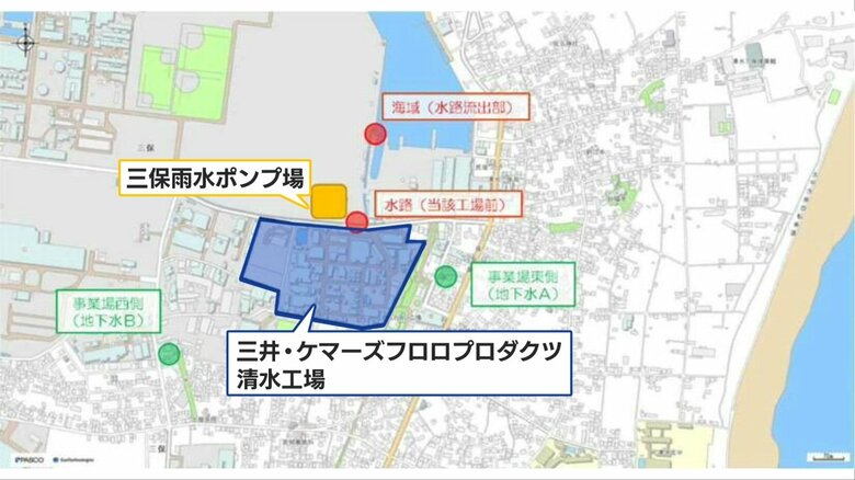 ポンプ場は周辺の雨水を海へ排水（静岡市の資料より）