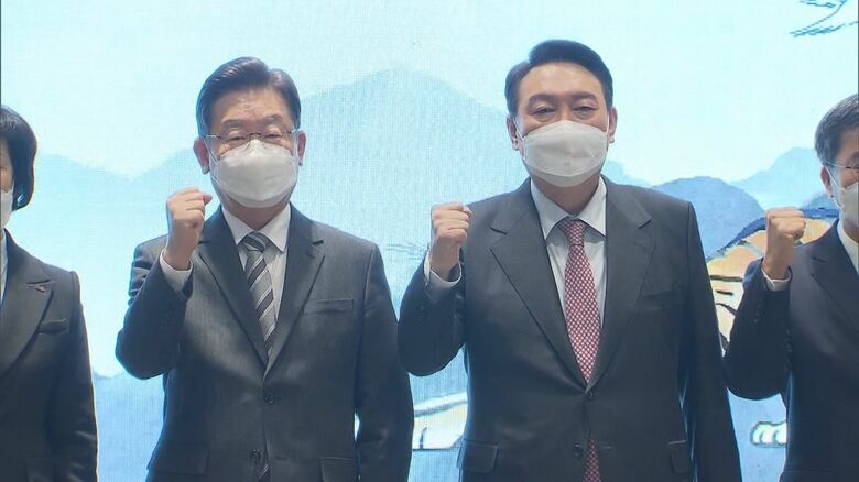 李在明候補と尹錫悦候補　（1月18日）