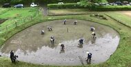 国内で現存は2ヵ所のみ…車輪のような丸い形をした『車田』で田植え 秋には約200kg収穫見通し 岐阜