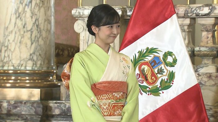 かつて姉の眞子さんが着ていた着物で大統領を表敬訪問 ペルー・リマ 11月7日(現地時間)