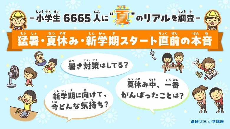 【進研ゼミ 小学講座】夏休みの過ごし方と新学期に関する意識調査　95%の小学生が「暑すぎた」と実感、半数以上がおうち時間増加