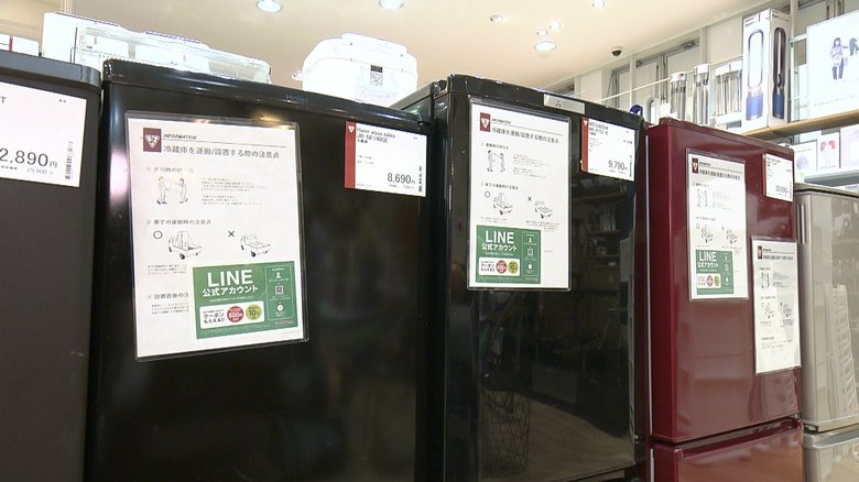 転勤が減り価格が下がった 冷蔵庫も1万円以下で購入できる