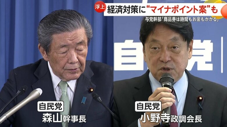 経済対策を巡り、協議を行なった自民党の森山幹事長と小野寺政調会長