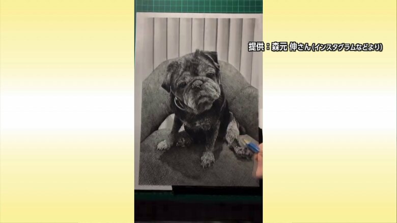 森元さんが動画で配信している犬の絵