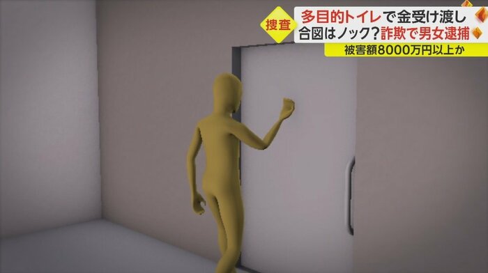 後から来た兼行容疑者が、多目的トイレのドアを複数回ノック