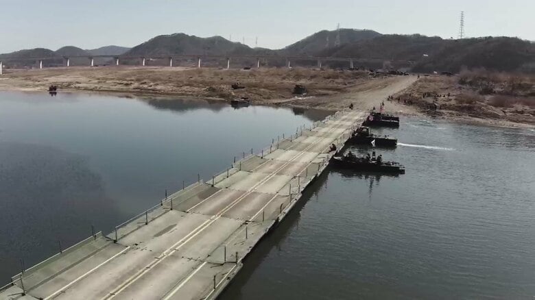 3時間で川に橋設置　米韓軍事演習の映像公開…北朝鮮は反発「戦えば必ず敵を壊滅させる」ミサイルの発射訓練公表｜FNNプライムオンライン