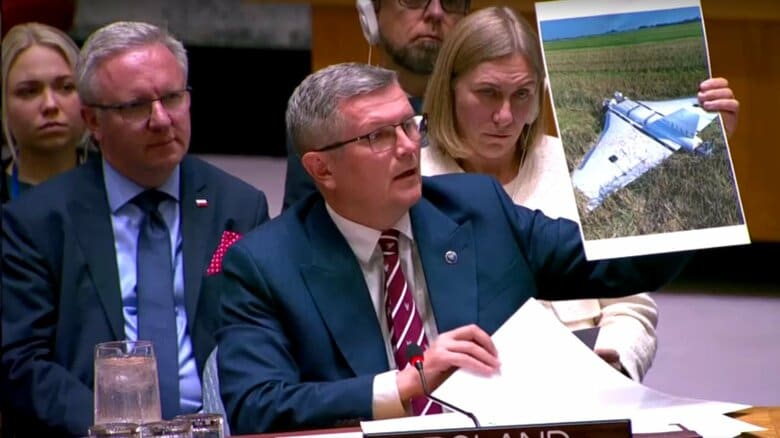 ロシア軍ドローンによるポーランドへの領空侵犯めぐり国連安保理が緊急会合…ヨーロッパ各国からロシアへ非難相次ぐ｜FNNプライムオンライン