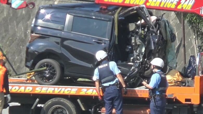 車が道路脇の壁に衝突　男性が死亡　交差点を曲がらないまま直進、前方の壁にぶつかったか｜FNNプライムオンライン