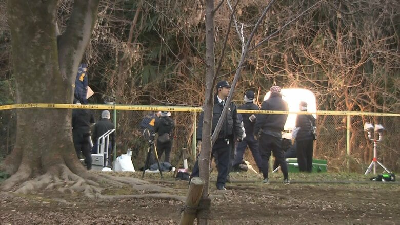 頭蓋骨のようなものが見つかった赤塚公園　東京・板橋区