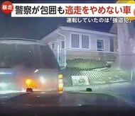タイヤパンクも“アクセル全開”強盗犯が車で逃走　最後はパトカーが車体を押し当て制止　アメリカ・ミネソタ州