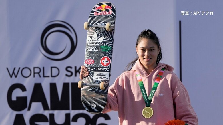 スケートボード・ストリート世界選手権で日本勢が男女ダブル優勝　16歳の小野寺吟雲選手と19歳の織田夢海選手が快挙達成｜FNNプライムオンライン
