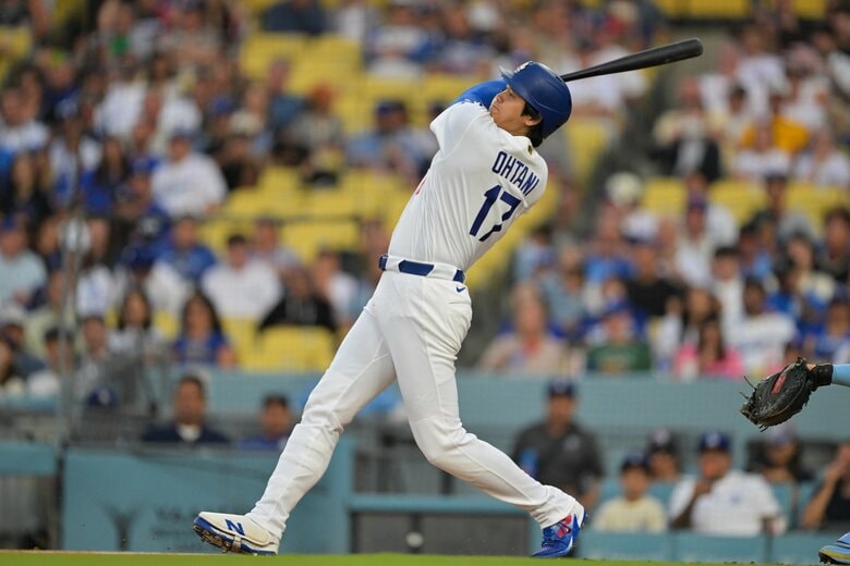 大谷翔平　ブルワーズ戦第1打席でフェンス直撃ツーベース　千発の佐々木朗希を援護　2試合連続の一発に注目｜FNNプライムオンライン
