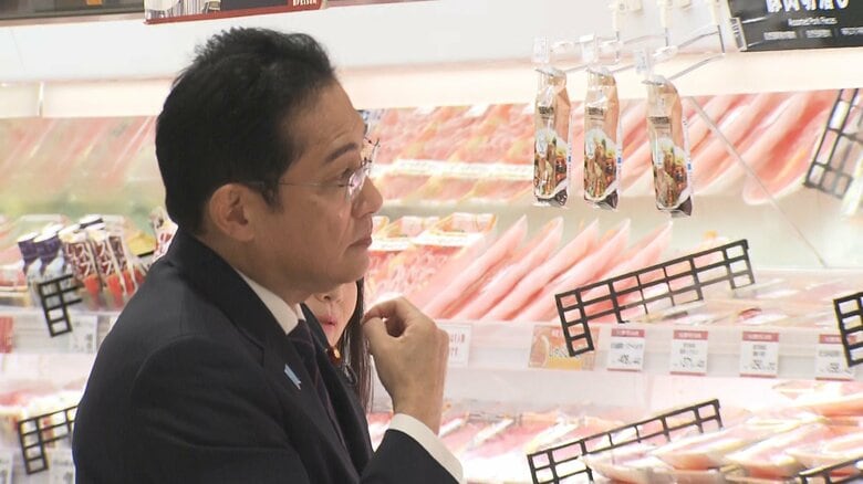 岸田首相がスーパーを視察「野菜や肉、確かに高くなっている。思い切った対策を実行する」｜FNNプライムオンライン