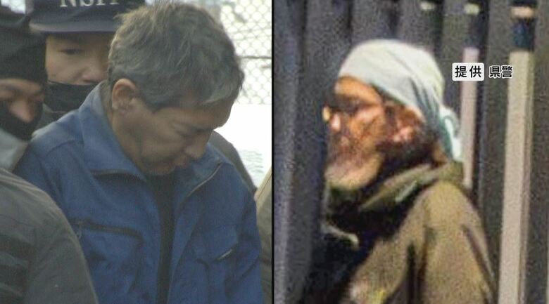 左・長野中央警察署に移送される容疑者　右・公開した画像　提供：長野県警察本部