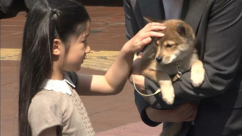 愛犬「由莉」をなでられる愛子さま（2009年）