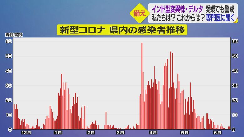 新型コロナ 愛媛県内の感染者推移