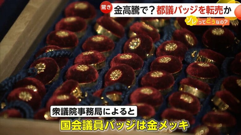 金メッキが使われている国会議員バッジ